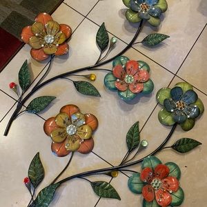 Metal flower wall art x2